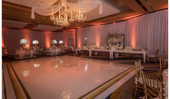 The dance floor at a wedding reception in the British Ballroom