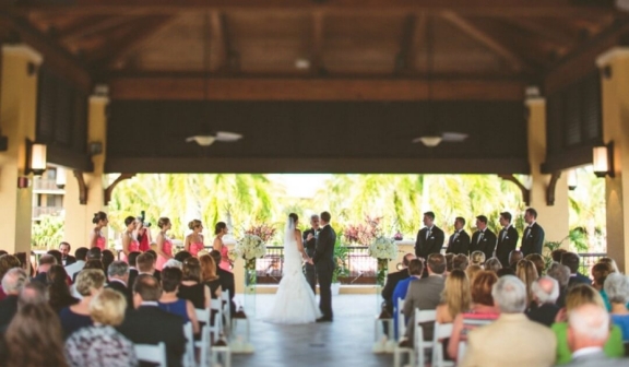 A wedding ceremony under the pavilion at PGA National Resort
