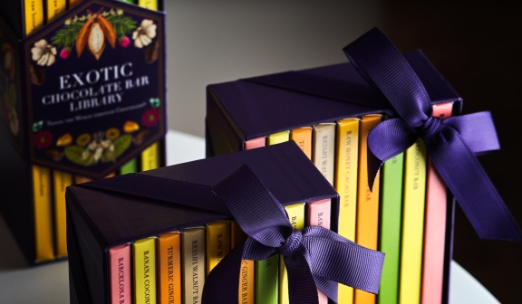 Exotic Chocolate Bar Library boxes from Sugarplume.