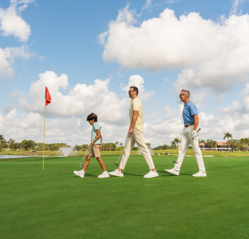 family on golf course