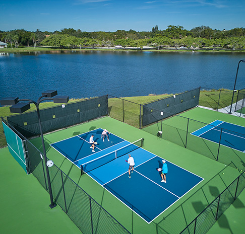 Aerial shot of pickleball courts