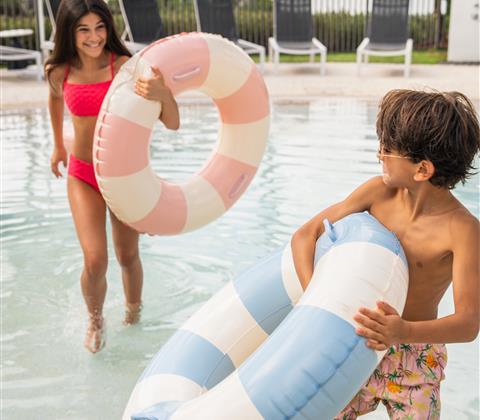 Kids playing in pool
