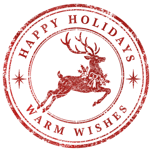 Happy Holidays Warm Wishes Reindeer Stamp